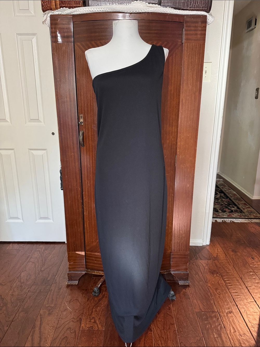 NWT Free People Beach One-Shoulder Black Maxi Dress
